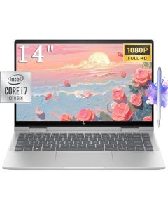 Hp Envy - Portátil con visualización táctil Full HD 2 en 1 de 14 pulgadas - Intel 10-Core i7-1355U - Wi-Fi 6E - Plata natural 2023 Win11 con lápiz óptico (16 GB de RAM | 1 TB PCIe SSD + bolígrafo)
