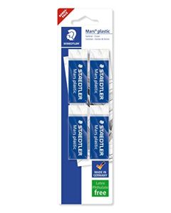 Staedtler Mars Plastic 526 50 blíster - Pack de 4 gomas de borrar