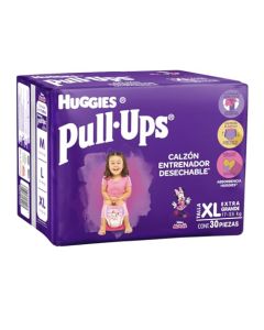 Huggies Pull-Ups Calzoncitos Entrenadores, Talla Extragrande Niña, Paquete con 30 Piezas, Ideal para niñas de 18 kg o más