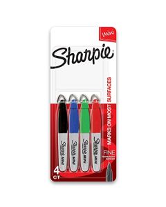 Sharpie - Minimarcadores permanentes, punta fina, colores surtidos, Colores Variados, 4-Count