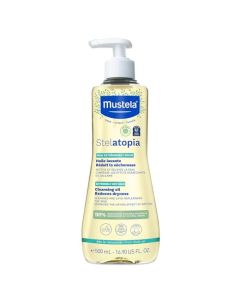 Mustela Stelatopia Cleansing Oil - Baby Body Wash for Eczema-Prone Skin - with Natural Avocado & Sunflower Oil - Fragrance-Free & Tear Free - 16.9 fl. Oz