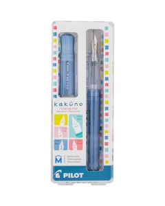 PILOT Pluma Fuente Kakuno, barril color azul traslúcido, punto mediano, estuche con una pieza