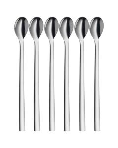 WMF 1291406046 Nuova - Juego de cucharas largas para cóctel, 6 piezas, acero inoxidable