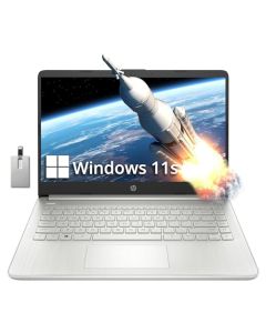 HP Stream - Portátil HD BrightView de 14 pulgadas, Intel Celeron N4120, 16 GB de RAM, 256 GB de almacenamiento (128 GB eMMC + tarjeta USB de 128 GB), gráficos Intel UHD, cámara HD, carga rápida, 1 año