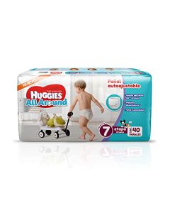 Huggies All Around Pañal Desechable para Bebé, Etapa 7 Unisex, Paquete con 40 piezas, Ideal para bebés de más de 17 kg