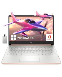 HP Portátil Stream de 14" HD Alto Brillo, Intel Celeron N4120, 8GB de RAM, Capacidad de 256GB (128GB eMMc+128GB de Tarjeta USB), Cámara HD, Carga Rápida, 1 Año de Office 365, Win 11 S, Oro Rosa