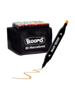 Bloopys | Marcadores | Plumones Set de 80 Colores | Doble Punta | Arte | Calidad | Creatividad | Plumones de Colores | Bloopys - Set de 80 Marcadores de Colores con Doble Punta