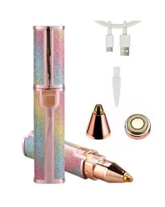 JESWO 2 en 1 Eléctrica Recortador de Cejas y Depilador Facial, Depiladora Facial Mujer Sin Dolor con Luz LED, USB Recargable