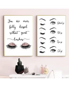 Formas de extensión de pestañas, guías de mapeo, póster, impresiones en lienzo, técnico de pestañas, mujeres, salón de belleza, imágenes artísticas de pared, decoración de pintura sin marco