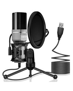 VIMVIP - Micrófono USB, micrófono para computadora, micrófono USB para PC, computadora de computadora, portátil, condensador para grabar podcast videojuegos, streaming YouTube