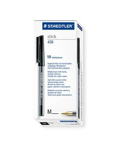 STAEDTLER Stick 430 M-9 Bolígrafo mediano - Negro (caja de 10)