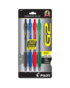 Pilot G2 Bolígrafos retráctiles de tinta de gel de alta calidad, Colores variados, Colores Variados, 4 paquetes