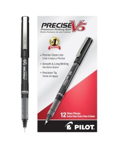 Pilot Precise V5, Bolígrafo, Tinta Líquida Negra, Doce Piezas (35334)