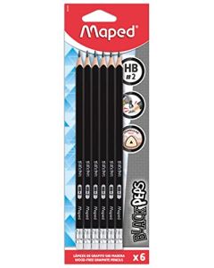 Maped Black´Peps Lápiz de Grafito Sin Madera HB2 Triangular Negro Blister x6