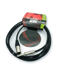 Rapcohorizon Cable para Micrófono Alta Impedancia HZVM-10 3.04 mts, Conectores XLR Macho Rean -Plug 1/4 Neutrik,Cable Calibre 24, Color Negro Mate.