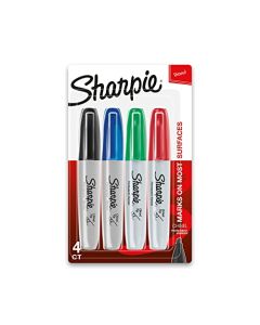 SHARPIE Marcadores permanentes, punta de cincel, colores clásicos, 4 unidades
