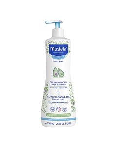 Mustela Gel de limpieza suave, gel de limpieza para el cabello del bebé y el cuerpo, fórmula a base de plantas con perseosa de aguacate natural fortificada con vitamina B5, Nuevo empaque, 1-Pack(25.35 oz)