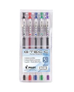 Pilot 36480 Estilógrafo G-Tec-C, Tinta Biopolímero, Punto Ultra Fino, 0.4 mm, colores Surtidos, Estuche con 5 Piezas