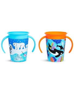 Munchkin Miracle 360 Wildlove Sippy Cup, 6 Oz, 2 Pack, Orca/Polar Bear