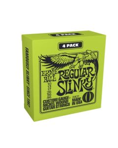 Ernie Ball Regular Slinky - Cuerdas para guitarra eléctrica, entorchado de níquel, 4 paquetes, calibre 10-46