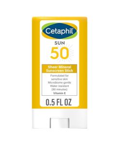 Cetaphil Sheer Mineral Sunscreen Stick para cara y cuerpo, 0.5 oz, 100% mineral Sunscreen: óxido de zinc y dióxido de titanio, amplio espectro SPF 50, para piel sensible