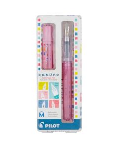 PILOT Pluma Fuente Kakuno, barril color rosa traslúcido, punto mediano, estuche con una pieza