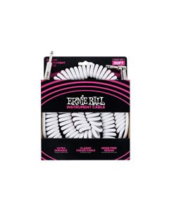 Ernie Ball - Cable en espiral para instrumentos, recto/acodado, 9,1 m, color blanco