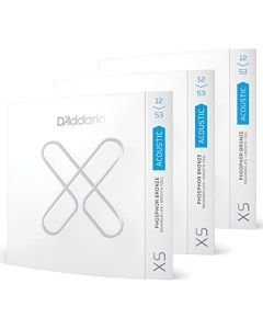 D'Addario Cuerdas Guitarra Acústica Revestidas - XSAPB1253 Phosphor Bronze, calibre fino, 12-53, 3-Pack