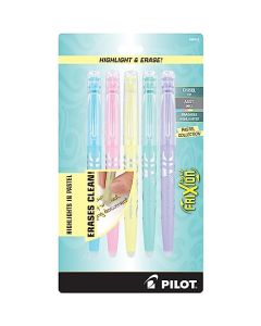 Pilot FriXion Light Pastel Collection Marcadores borrables con punta de cincel, Yellow, Pink, Green, Purple & Blue, Paquete-de-5