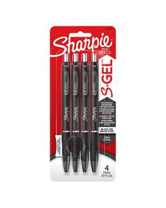Sharpie S -Gel, bolígrafos de gel, punta fina (0.5 mm), bolígrafo de gel de tinta negra, 4 unidades