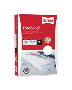 Scribe Fotobond Papel Bond Blanco Doble Carta Paquete de 500 Hojas 75g Blancura 95%. Máxima opacidad, permite impresiones a doble cara.