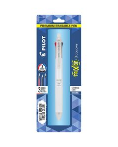 Pilot, FriXion Ball Multifunción Borrable, Recargable (Incluido), Bolígrafo de Gel Retráctil, Punta Extrafina 0,5 mm, Barril Blanco, Pluma Individual, Negro, Azul y Rojo