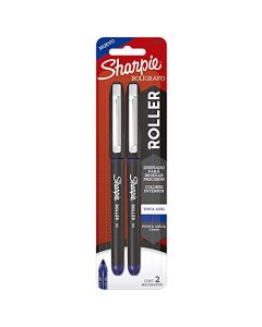 SHARPIE Rollerball Bolígrafo, punta de aguja (0,5 mm), tinta negra, 2 unidades