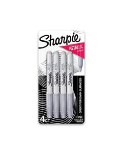 Sharpie Metallic 1829201 Marcador permanente de punta fina, 6 unidades, colores surtidos, Plateado Metálico