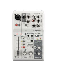 YAMAHA AG03MK2 Mezclador de transmisión en vivo de 3 canales, interfaz USBpara iOS/Mac/PC, Blanco, AG03MK2 W