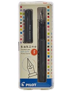 Pilot 90115 Kakuno Pluma Fuente, Tinta Líquida Negro, Punto Fino, Estuche de 1 Pieza, color Barril Gris/Tapa Gris