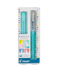 PILOT Pluma Fuente Kakuno, barril color aqua traslúcido, punto mediano, estuche con una pieza