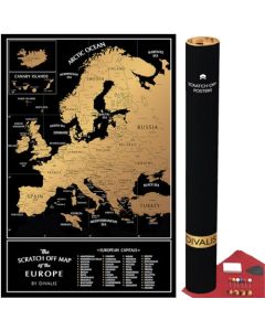 Mapa Para Rascar de Europa Fácil de Enmarcar - Póster de Mapa de Viaje Europeo de 24 x 16 con Ciudades - Grandes Mapas de Pared de Viaje Rascable con Rascador Incluido - Scratch off Europe Map