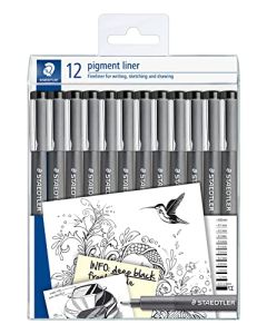 STAEDTLER 308-9 TB12 - Bolígrafos de revestimiento de pigmentos, varios anchos de línea, negro (juego de 12)