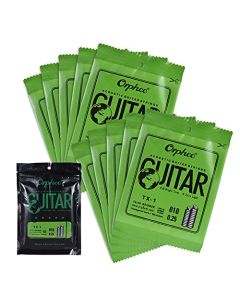 HUIOP TX-1 Reemplazo de Cuerda para Guitarra Acústica Folk 1ª E-String (.010) 10-Pack-alta de Carbono Núcleo de Acero 75/25 Bronce Fosforado La Tensión Extra Ligera,Guitarra Acústica 1ra Cuerda
