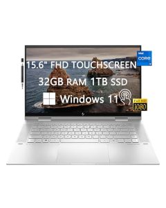 HP ENVY x360 - Portátiles con visualización táctil para estudiantes universitarios y negocios, 15.6 pulgadas FHD 12ª generación Intel Core i7-1260P, 32 GB de RAM, 1 TB SSD, lector FP, KB