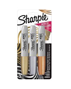 SHARPIE - Marcadores permanentes metálicos, punta de cincel, colores surtidos, 3 unidades