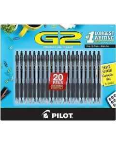 Pilot, G2 Premium - Bolígrafos de gel de punta fina, 0,7 mm, color negro, paquete de 20
