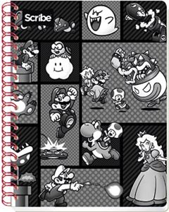 Scribe, SUPER MARIO, Cuaderno Espiral Doble Profesional de Pasta Dura, Raya de 100 Hojas (Diseño de Portada Aleatoria)