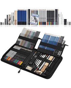 DASKING Lápices de Dibujo 83PCS, Sketch Kit Piezas de Boceto & Dibujo de Arte Kit, Lápiz de Colores para Artistas, Adultos, Lápices de Arte Profesional con Estuche, Acuarela, Regalo Perfecto