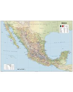 Mapa de póster físico de México, 24 x 17 pulgadas, papel laminado
