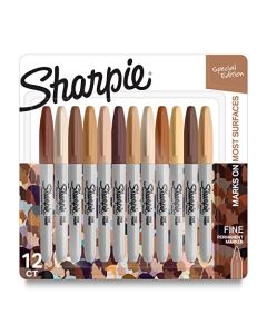 SHARPIE Marcadores permanentes, colores de retrato, punta fina, surtidos, 12 unidades