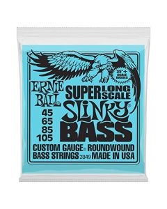 Ernie Ball Super Slinky - Cuerdas para bajo eléctrico, escala larga, calibre 45-105