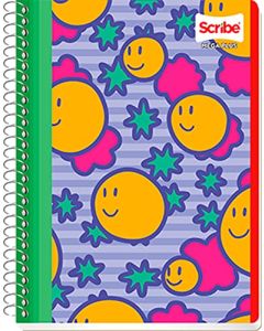 Scribe, MEGA PLUS, Cuaderno Francés Espiral Sencillo de Pasta Semi Rígida, Doble Raya de 100 Hojas (Diseño de Portada Aleatorio)