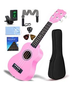 21 Pulgadas Ukelele Clásico, Ukelele de 4 cuerdas, Ukeleles Profesionales para Principiantes con Correa, Bolsa, Cuerdas de Nailon de Repuesto, 3 Púas y Paño de Limpieza